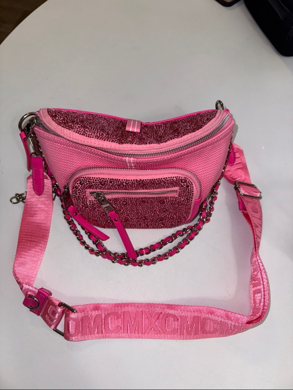 Steve Madden Hot Pink Sequin Crossbody Belt Bag